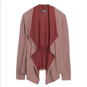 Market and Spruce Margerie Stripe & Dot Open Cardigan